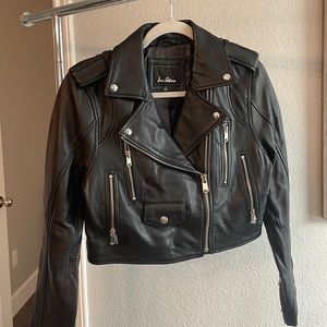100% Genuine Leather Cropped Biker Jacket